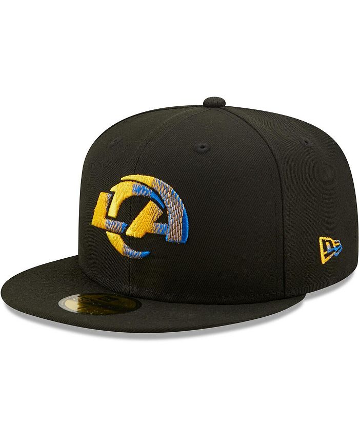 New Era Men's Black Los Angeles Rams Team Logo Color Dim 59FIFTY Fitted ...
