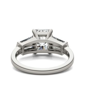 Moissanite Radiant Cut Engagement Ring (3-7/8 Carat Total Weight Diamond Equivalent) in 14K White Gold