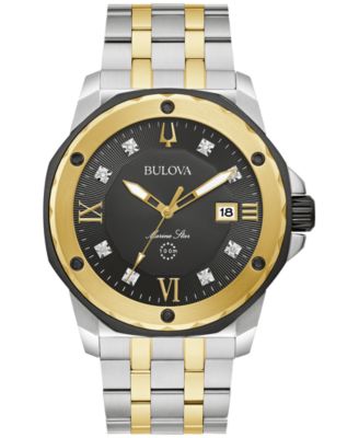 bulova watch men's diamond accent two tone bracelet