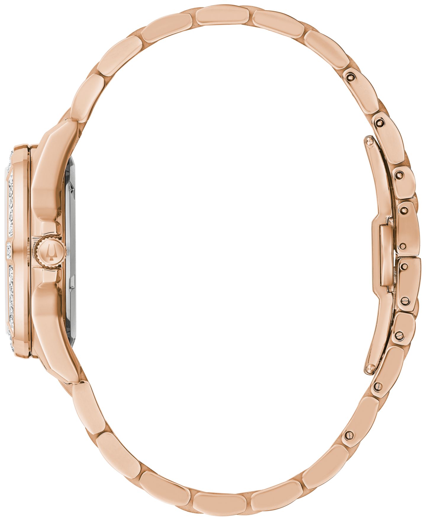 Женские часы Bulova Marine Star Diamond (1/10 ct. t.w.) Rose Gold-Tone Stainless Steel Bracelet Watch 32mm — фото 2