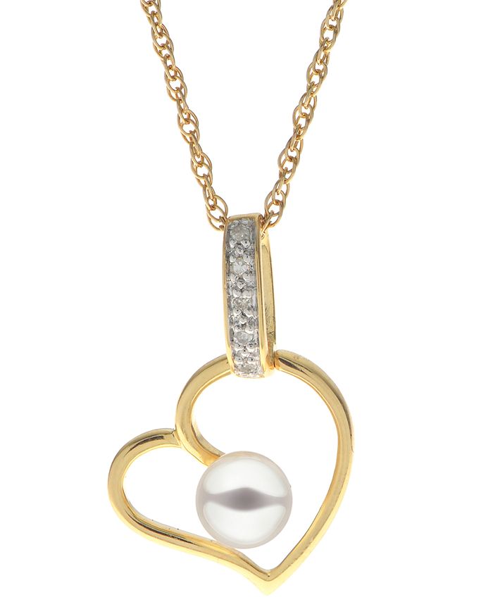Macy's Cultured Freshwater Pearl (5mm) & Diamond Accent Heart 18