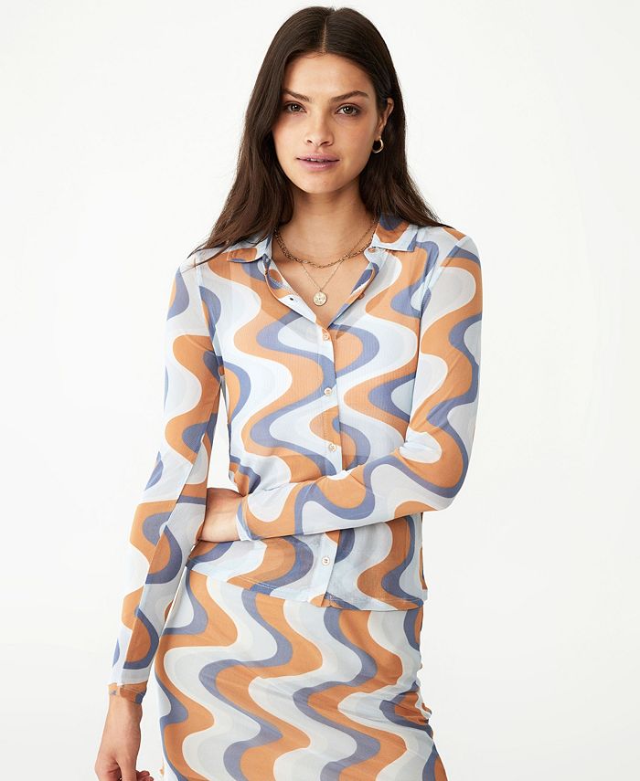 COTTON ON Women's Long Sleeve Mesh Shirt Macy's