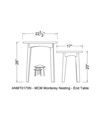 Monterey 24" Mid-Century Triangular Nesting End Tables, Set of 2