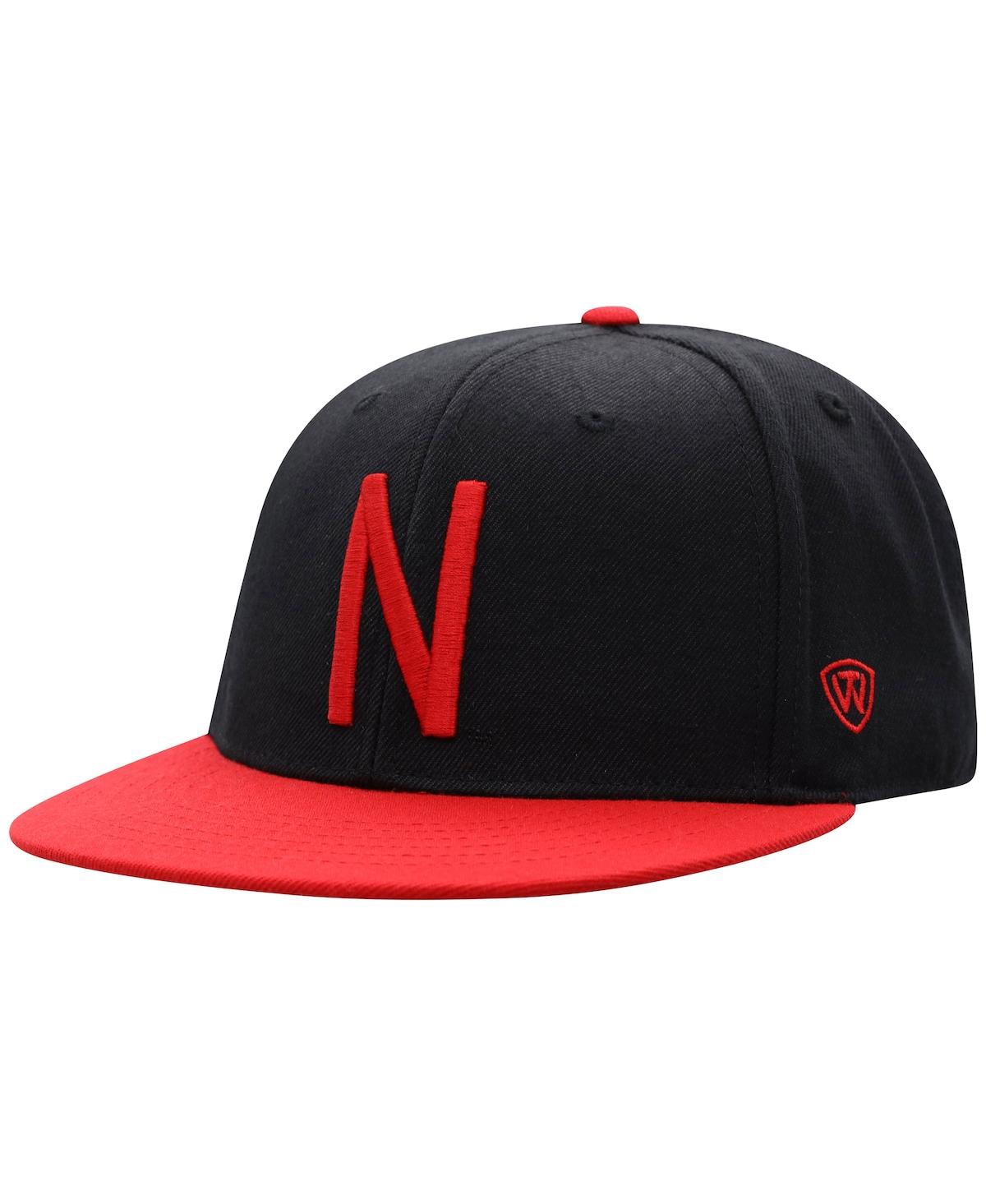 Shop Top Of The World Men's  Black, Scarlet Nebraska Huskers Team Color Two-tone Fitted Hat In Black,scarlet