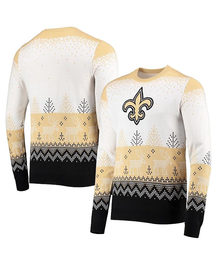 FOCO Men's White New Orleans Saints Big Logo Knit Ugly Pullover