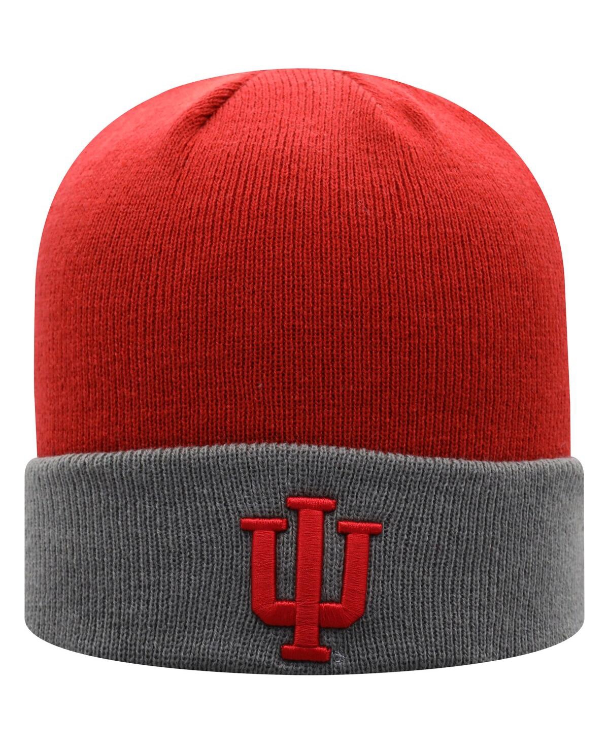 Top Of The World Men's  Crimson, Gray Indiana Hoosiers Core 2-tone Cuffed Knit Hat In Crimson,gray