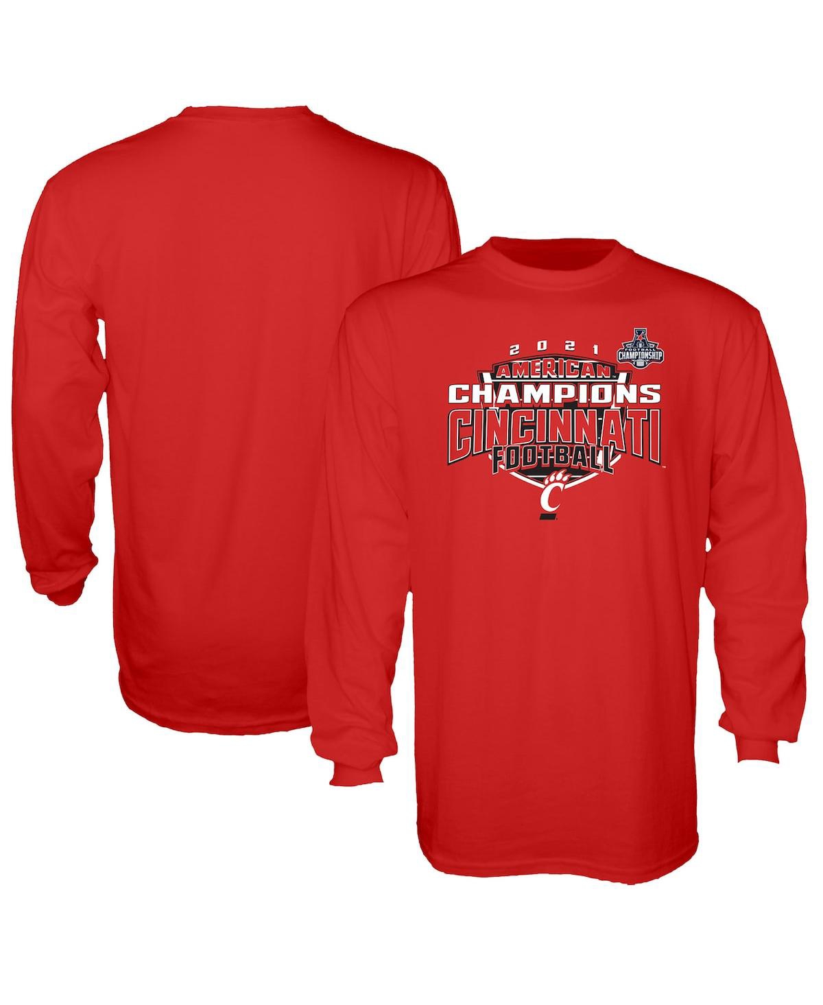 Men's Blue 84 Red Cincinnati Bearcats 2021 Aac Football Conference Champions Locker Room Long Sleeve T-shirt - Red