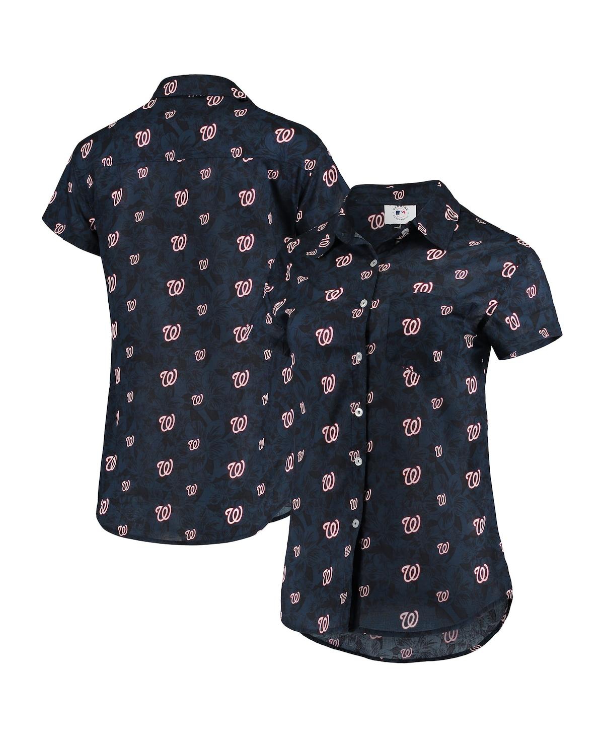 Shop Foco Women's  Navy Washington Nationals Floral Button Up Shirt