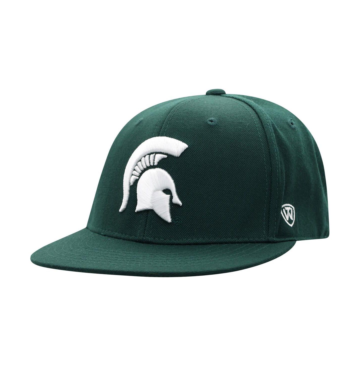 Мужская кепка Top of the World Green Michigan State Spartans Team Color Fitted Hat — фото 2