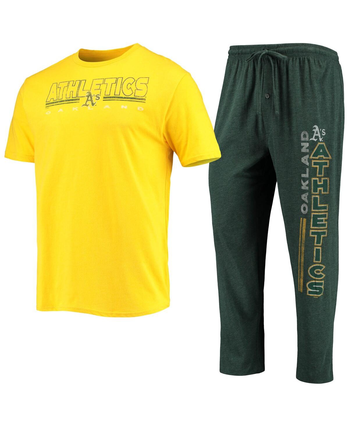 Shop Concepts Sport Men's  Green, Gold Oakland Athletics Meter T-shirt And Pants Sleep Set In Green,gold