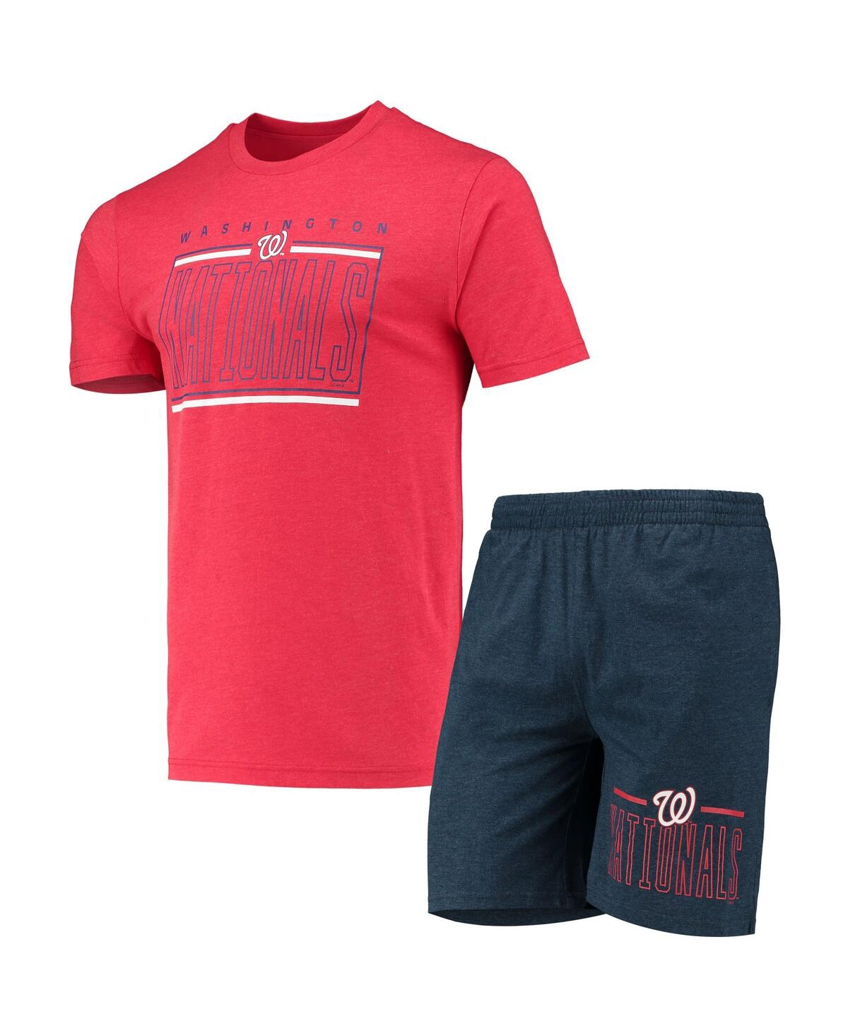 Concepts Sport Men's  Navy, Red Washington Nationals Meter T-shirt And Shorts Sleep Set In Navy,red