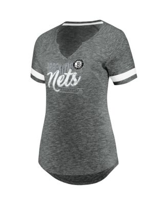 Women's Gray and White Brooklyn Nets Showtime Winning with Pride Notch Neck T-shirt
