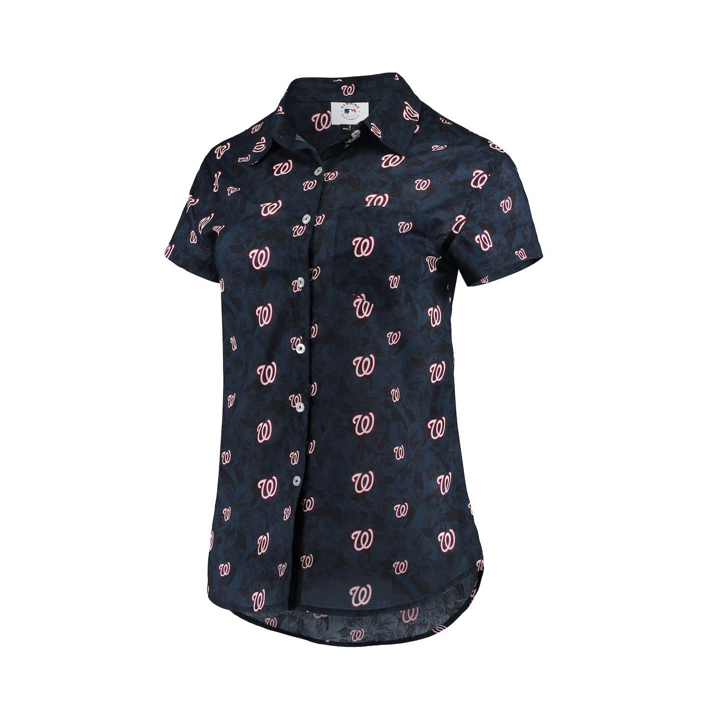 Женская рубашка FOCO Navy Washington Nationals Floral Button Up — фото 3