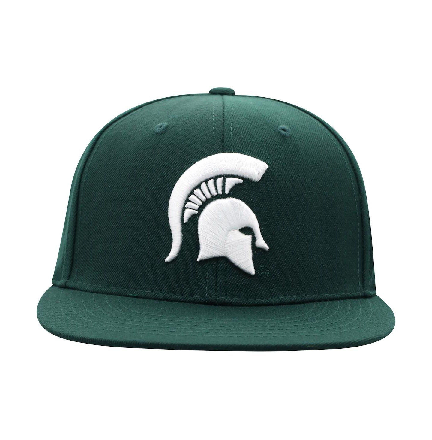 Мужская кепка Top of the World Green Michigan State Spartans Team Color Fitted Hat — фото 3