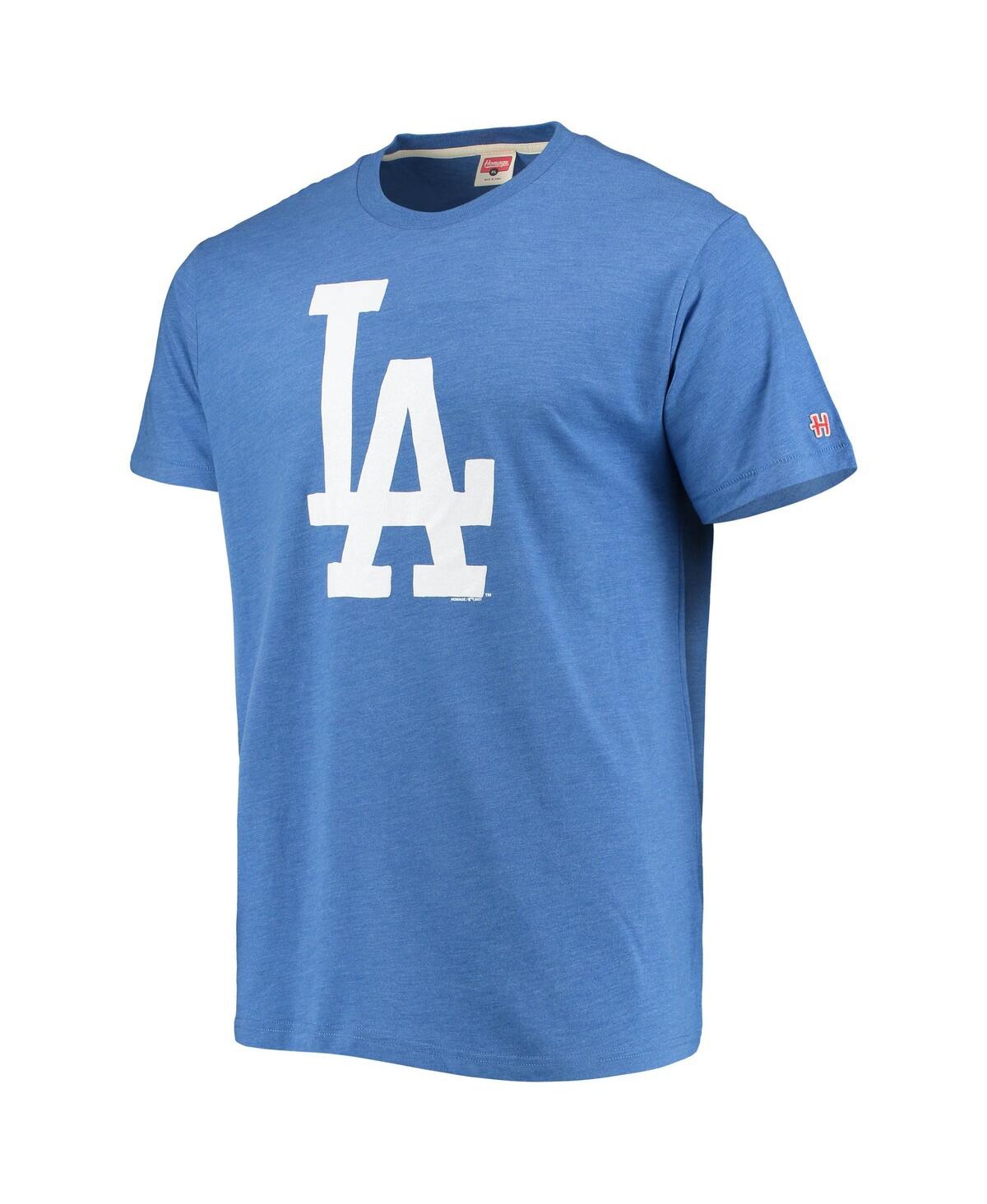 Homage Royal Los Angeles Dodgers Hand-drawn Logo Tri-blend T-shirt In Royal