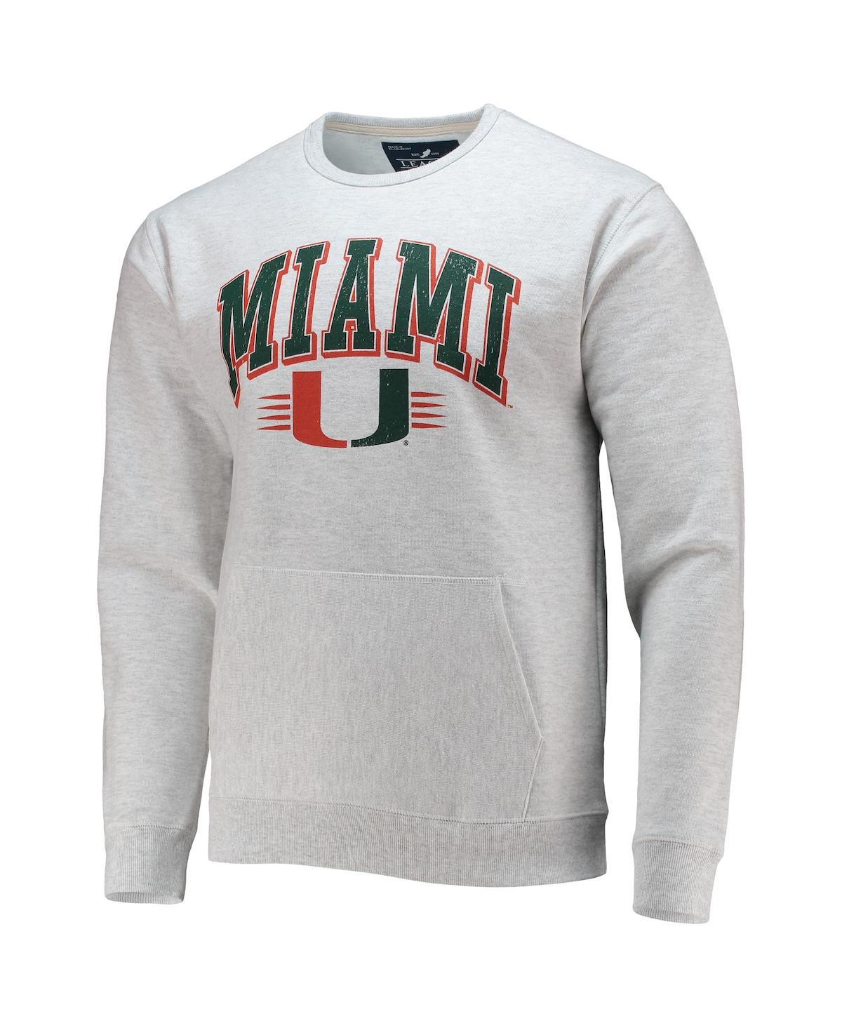 Shop League Collegiate Wear Men's  Heathered Gray Miami Hurricanes Upperclassman Pocket Pullover Sweatshir