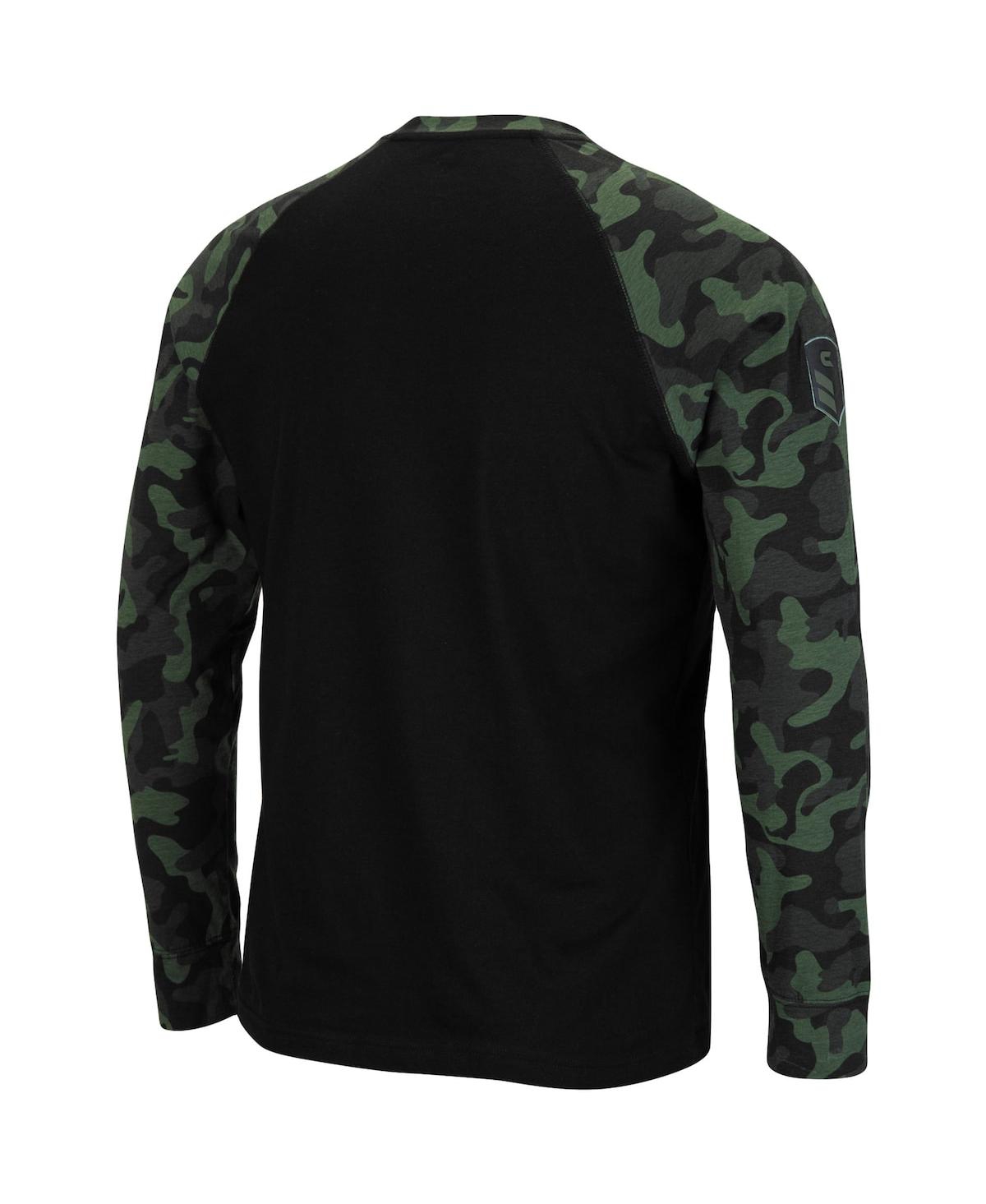 Shop Colosseum Men's  Black And Camo Clemson Tigers Oht Military-inspired Appreciation Big And Tall Raglan In Black,camo