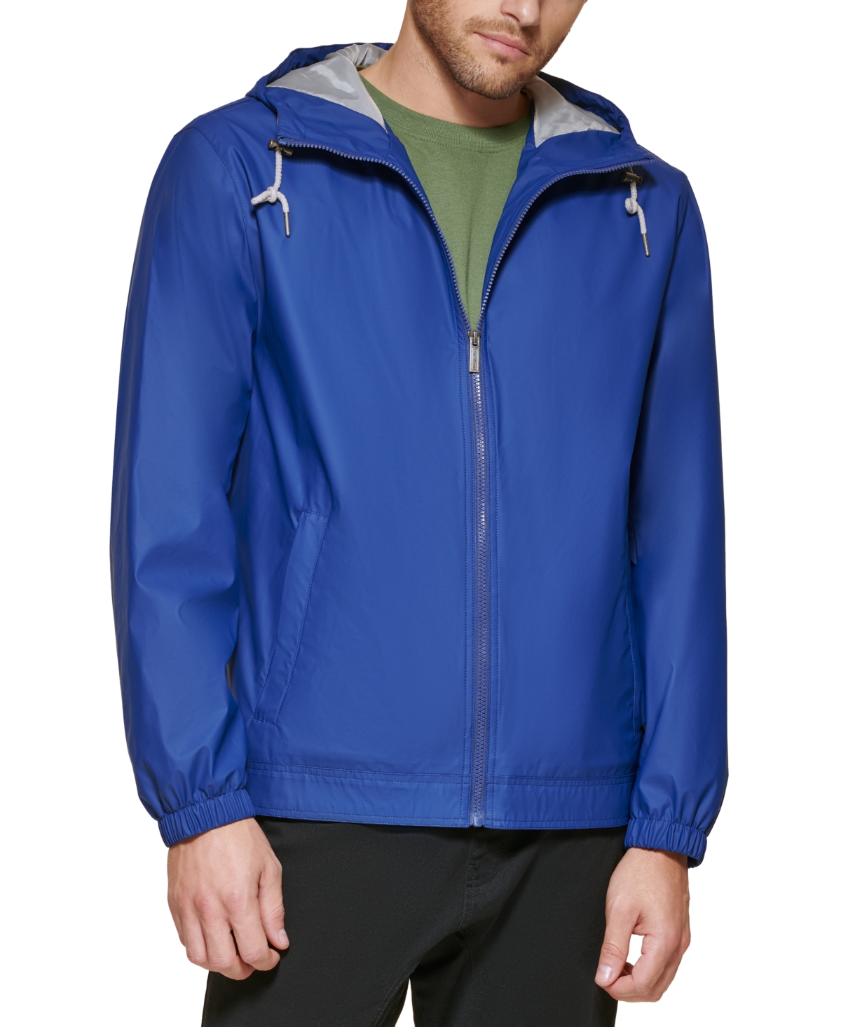Club Room Men's Rubberized Lightweight Hooded Rain Jacket, Created for Macy's