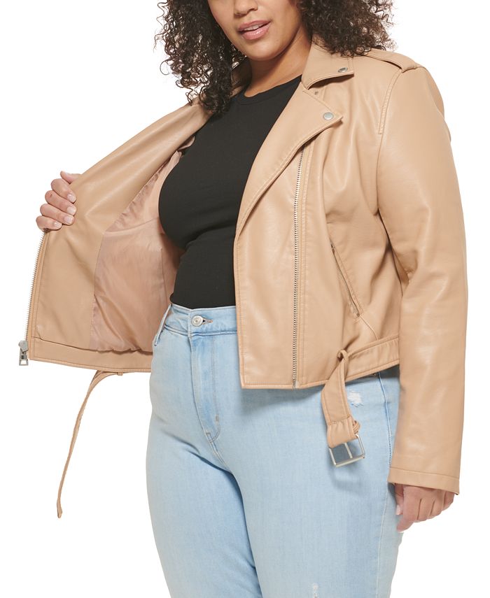 Plus Size Belted Moto Jacket