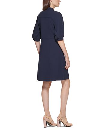Calvin Klein Puff-Sleeve A-Line Dress & Reviews - Dresses - Women - Macy's