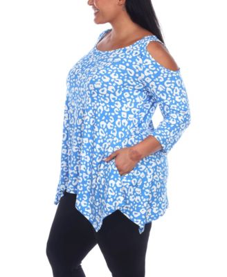 Plus Size Leopard Cold Shoulder Tunic Top