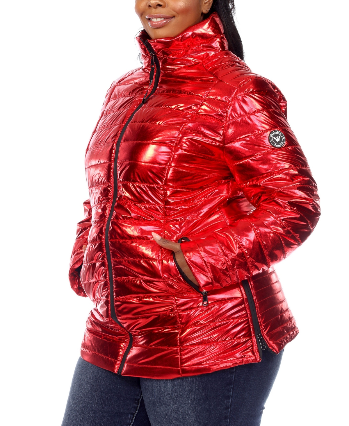 Plus Size Metallic Puffer Coat