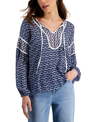 Fever Embroidered Peasant Top - Macy's