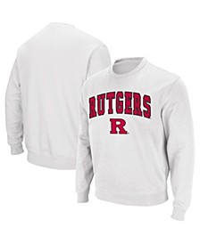 Men's White Rutgers Scarlet Knights Arch & Logo Crew Neck Sweatshirt