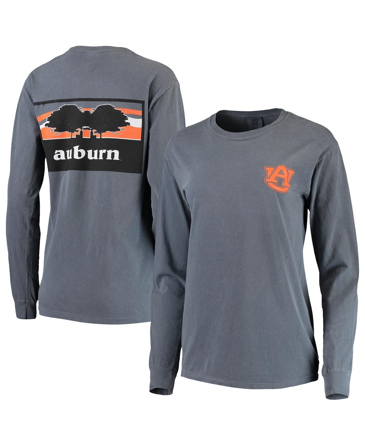 Women's Navy Auburn Tigers Comfort Colors Campus Skyline Long Sleeve Oversized T-shirt - Navy