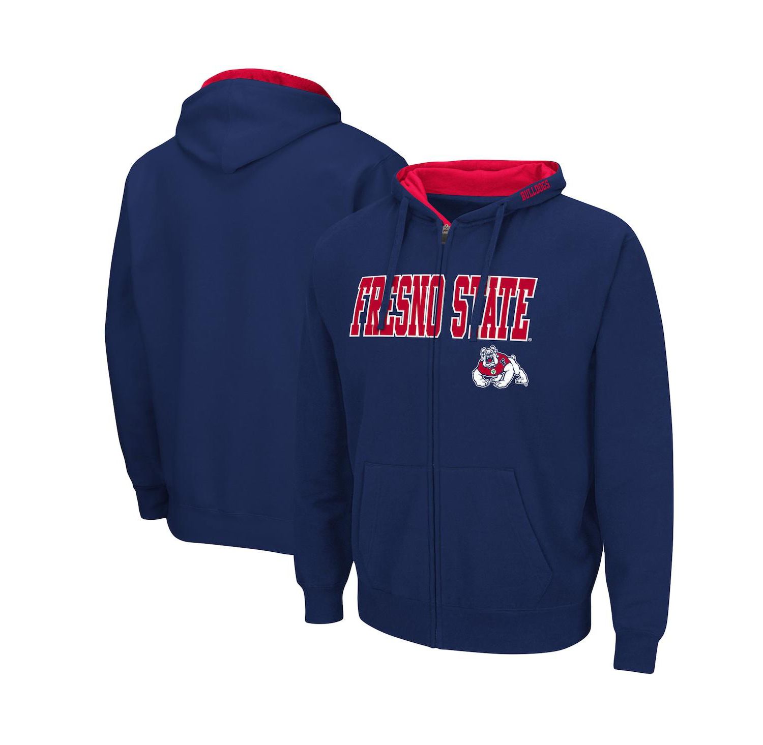 Men's Navy Fresno State Bulldogs Arch & Logo 3.0 Full-Zip Hoodie