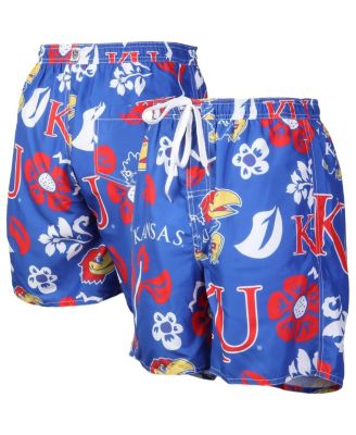Men's Royal Kansas Jayhawks Floral Volley Logo Swim Trunks