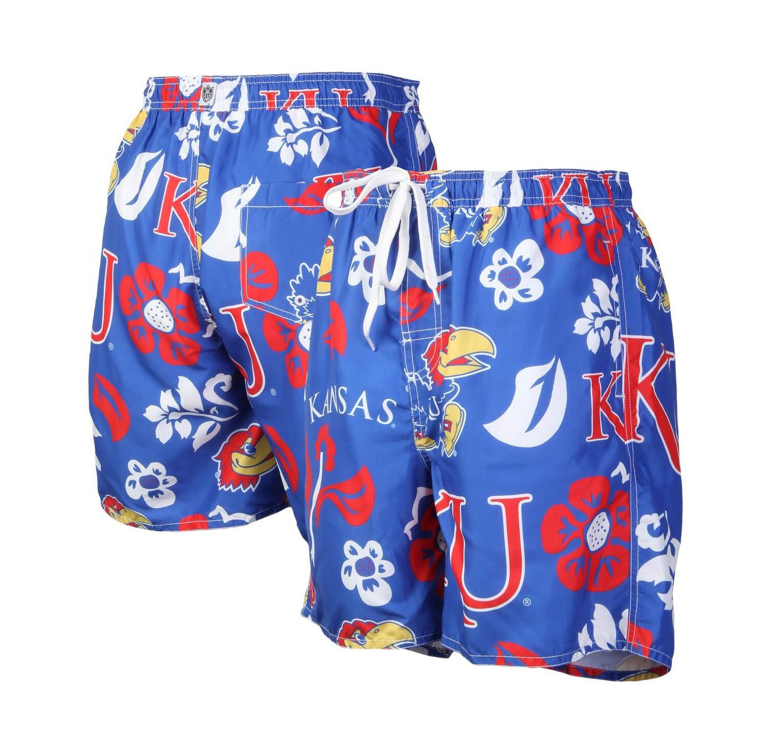 Men's Royal Kansas Jayhawks Floral Volley Logo Swim Trunks