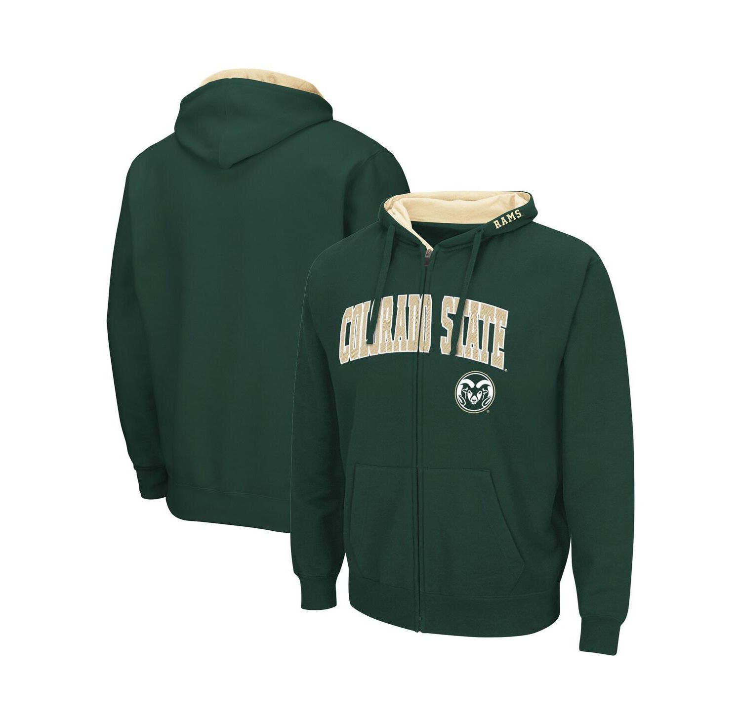 Men's Green Colorado State Rams Arch & Logo 3.0 Full-Zip Hoodie