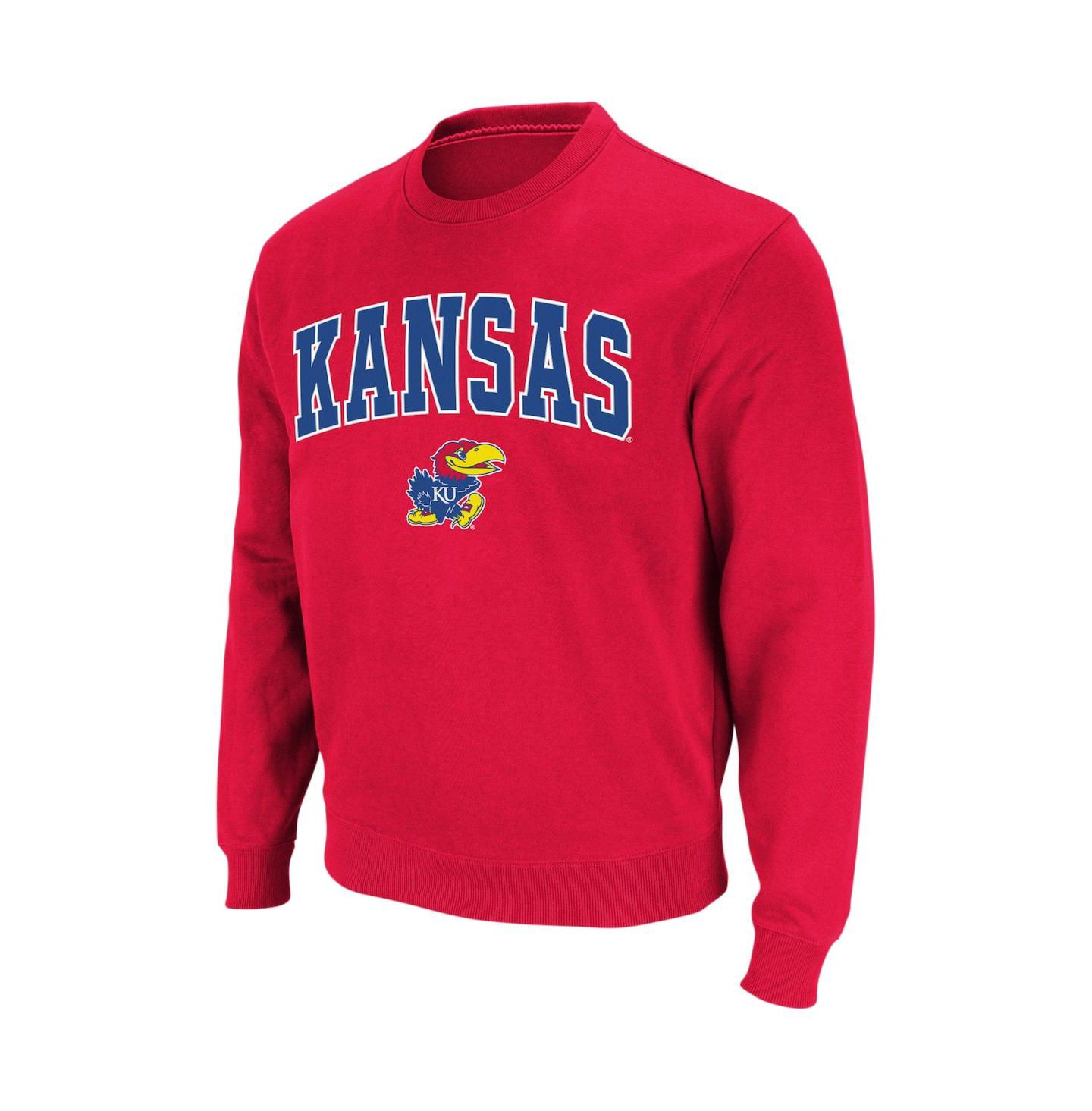 Мужская толстовка Colosseum Kansas Jayhawks Arch & Logo Crew Neck, цвет: Красный — фото 2