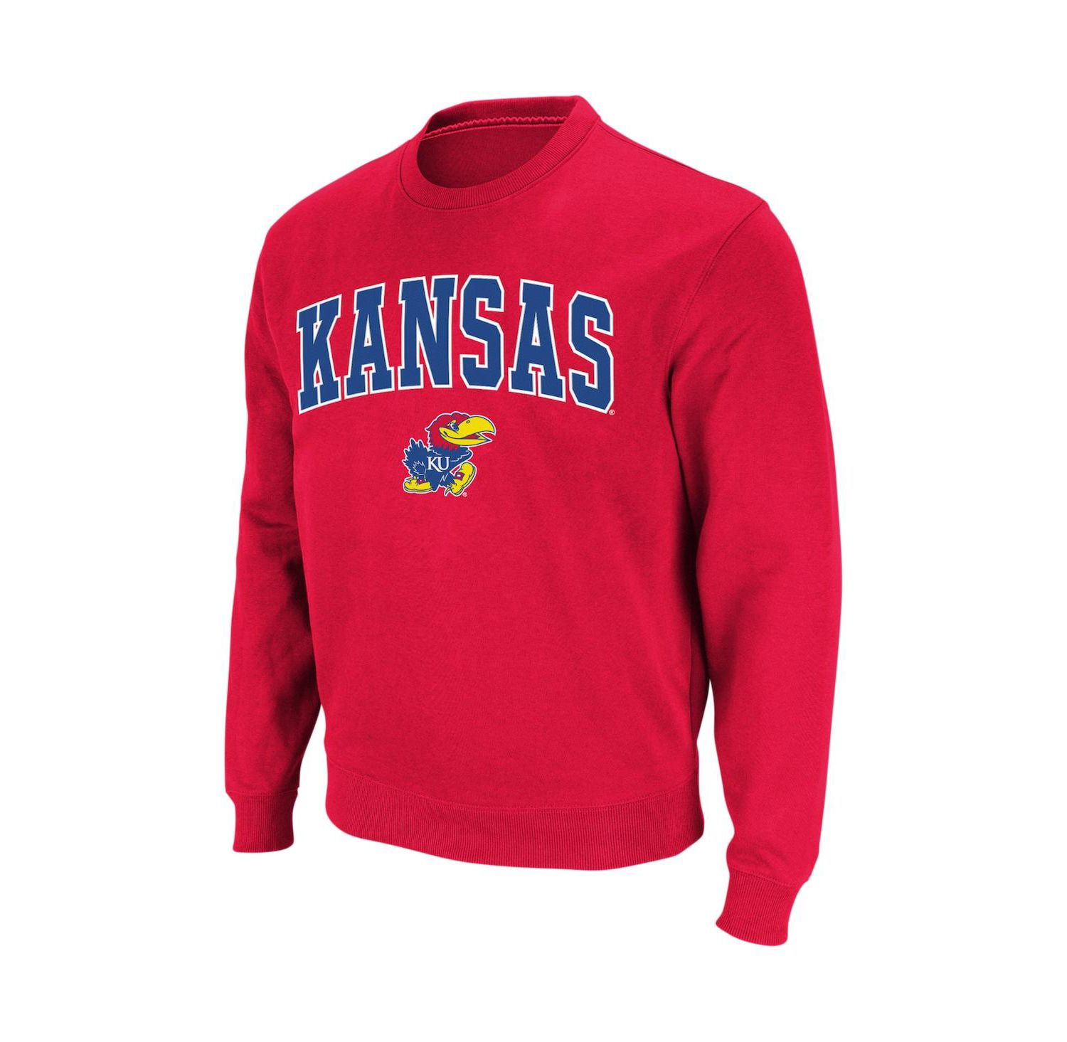 Men's Kansas Jayhawks Arch & Logo Crew Neck Sweatshirt