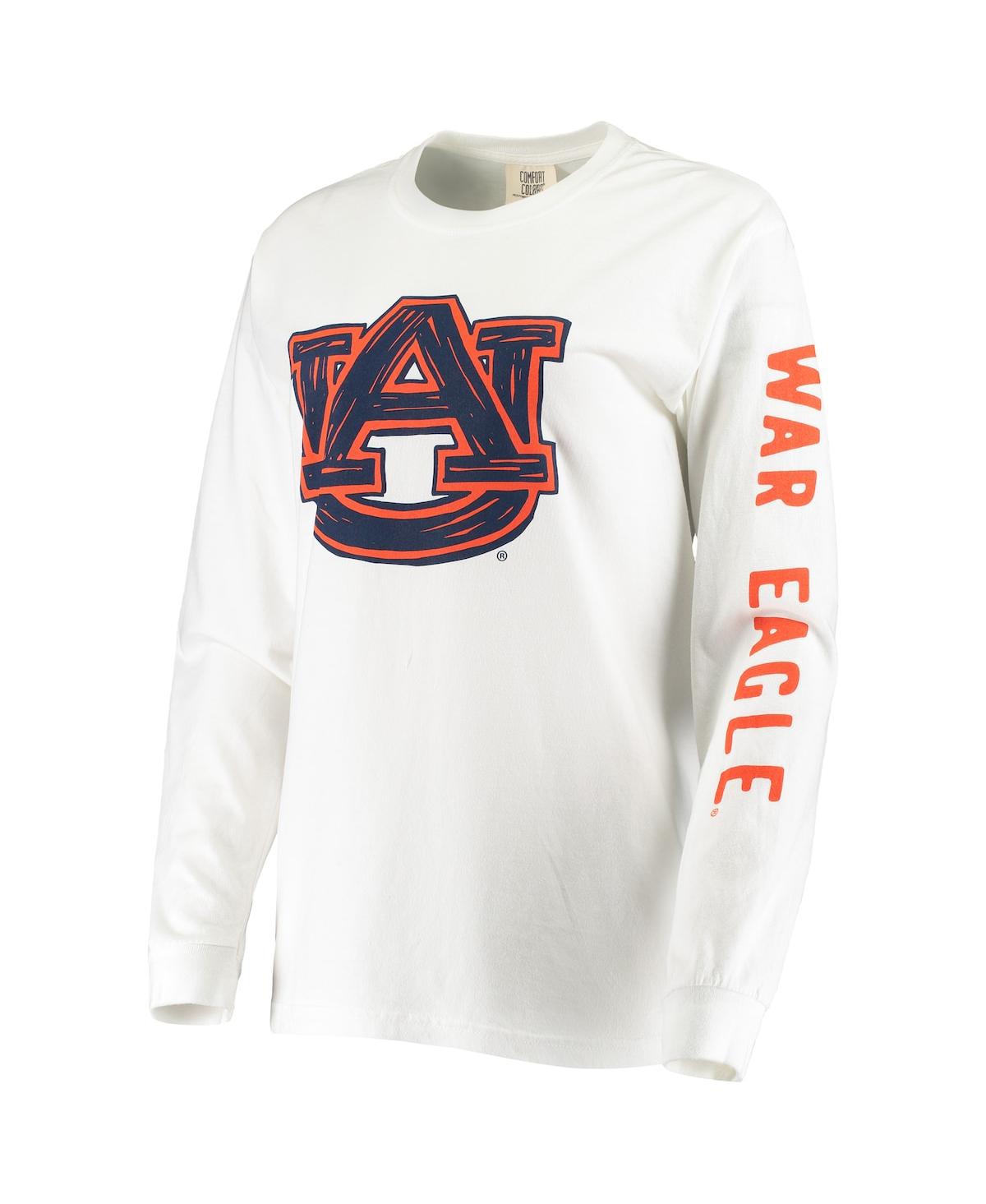Women'sAuburn Tigers Drawn Logo Oversized Long Sleeve T-shirt - White