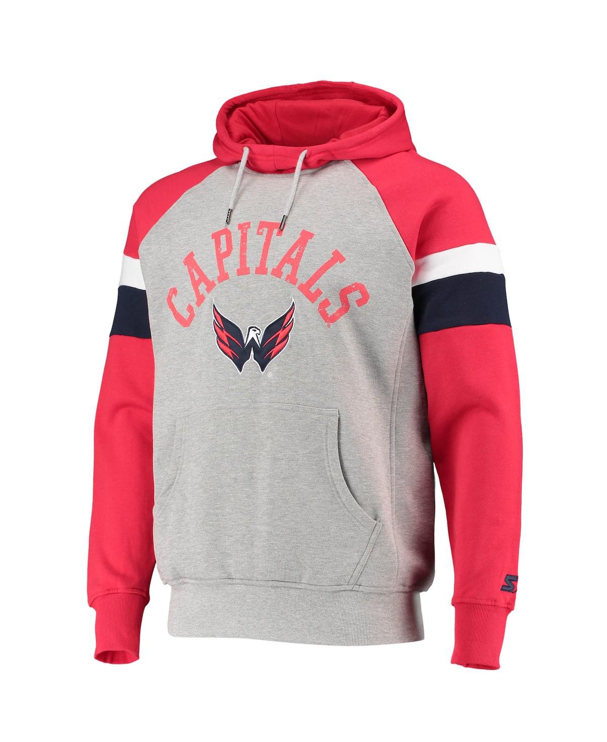 Shop Starter Men's  Heathered Gray And Red Washington Capitals Homerun Raglan Pullover Hoodie In Heathered Gray,red