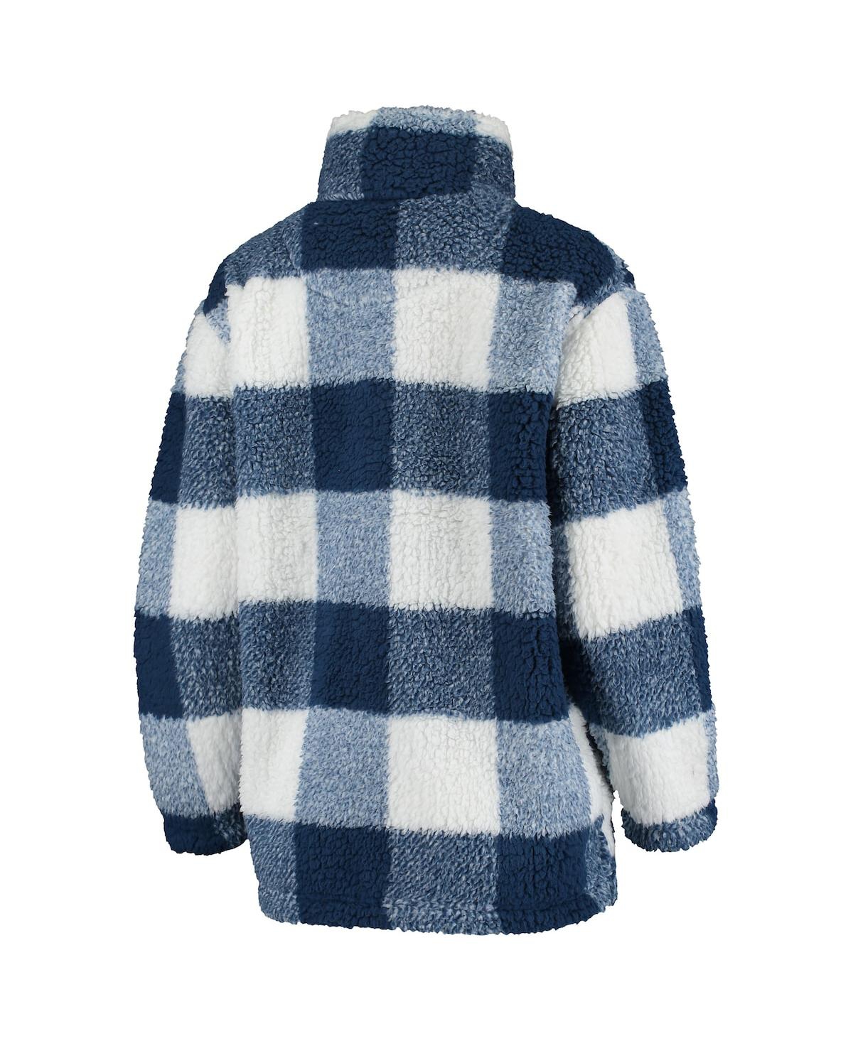 G-iii 4her By Carl Banks Women's  Navy, White Washington Capitals Plaid Sherpa Quarter-zip Jacket In Navy,white