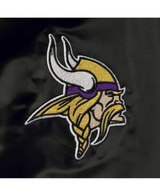 Men's Black Minnesota Vikings Locker Room Satin Varsity Full-Snap Jacket