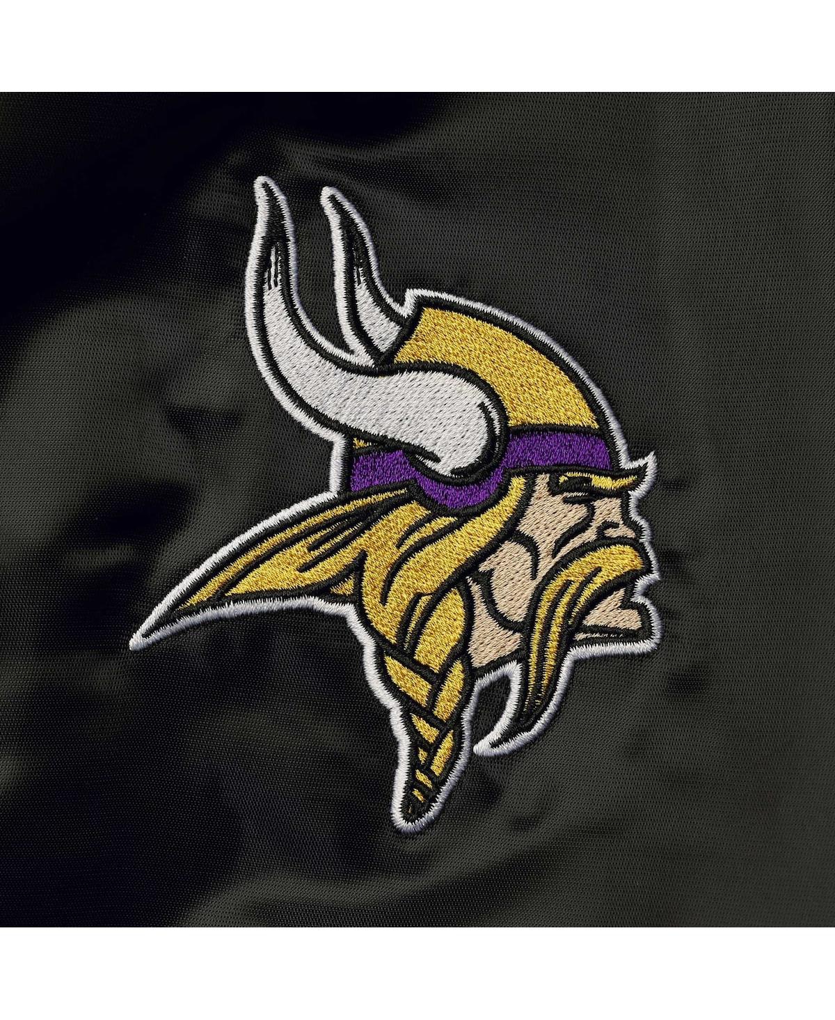 Men's Starter Black Minnesota Vikings Locker Room Satin Varsity Full-Snap Jacket