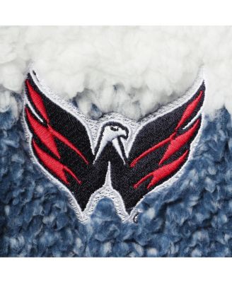 Women's Navy, White Washington Capitals Plaid Sherpa Quarter-Zip Jacket