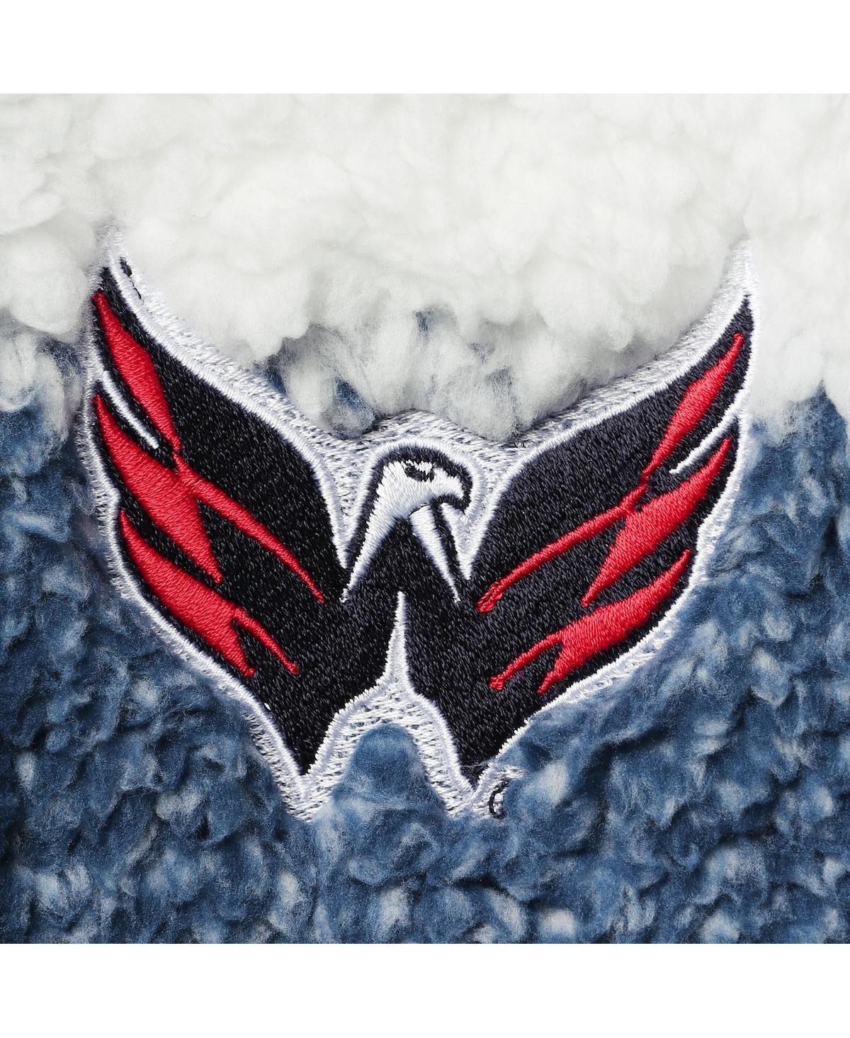 G-iii 4her By Carl Banks Women's  Navy, White Washington Capitals Plaid Sherpa Quarter-zip Jacket In Navy,white