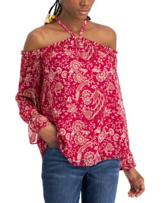 INC International Concepts - Printed Cold-Shoulder Blouse