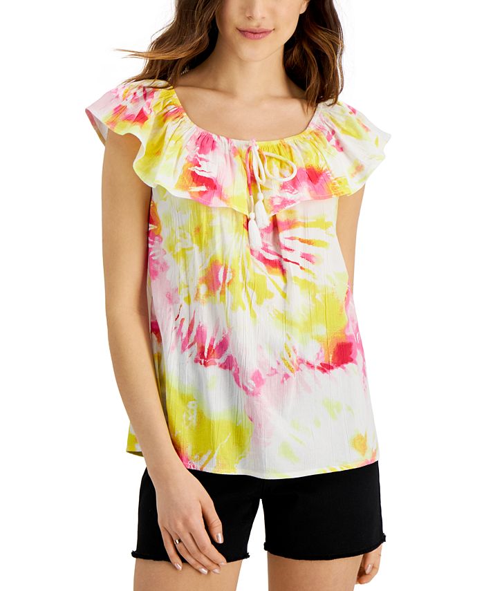 Tie dye off clearance the shoulder top