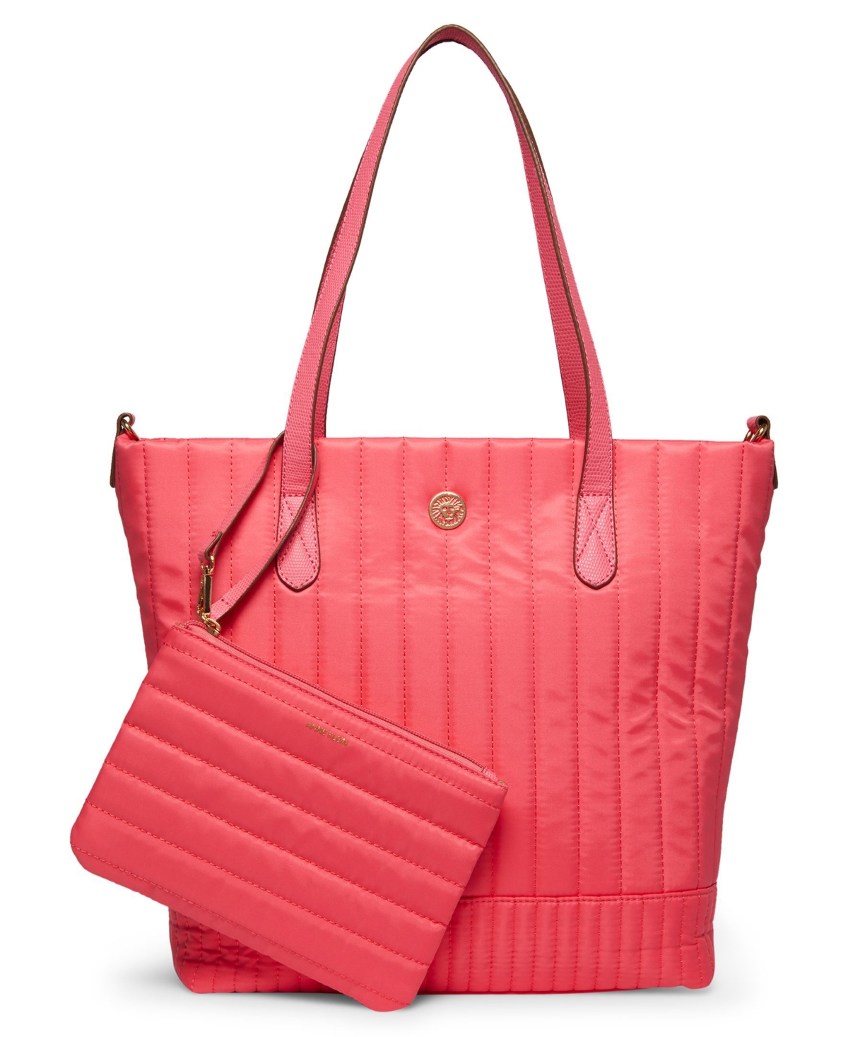 Anne Klein Women s Quilted Medium Nylon Tote with Pouch Smart Closet