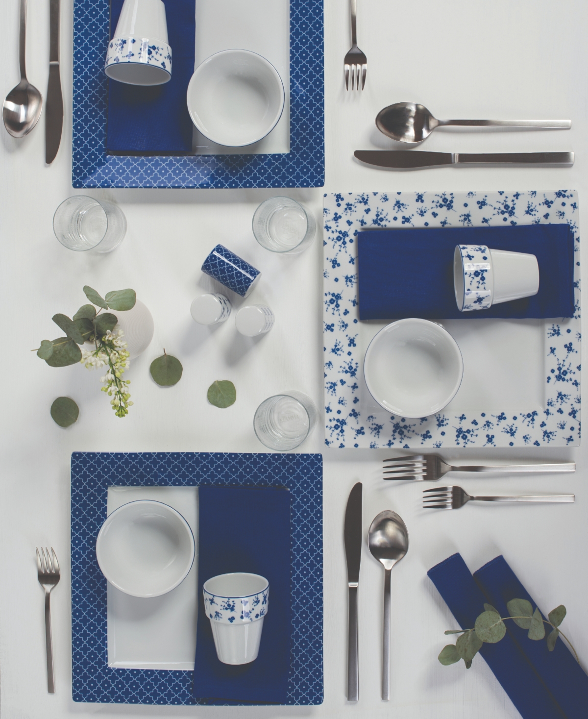 Blue Passion 3-Piece Place Setting Set - Blue and White