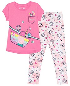 Little Girls Peppa's Fanny Pack Top and Leggings 2-Piece Set