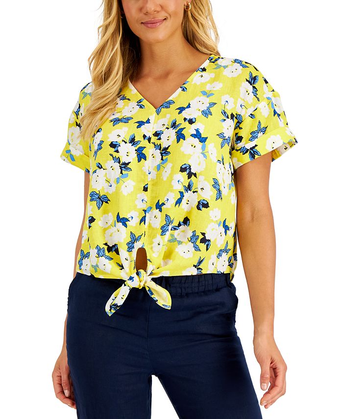 Macy's tie front top deals