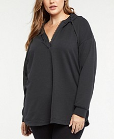 Plus Size Lace Trimmed Pullover Hoodie