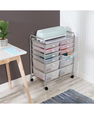 Honey Can Do - Chrome Rolling Craft Storage Cart with 12 Drawers